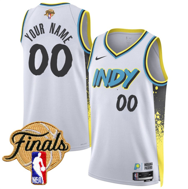 Men's Indiana Pacers Active Player Custom White 2024/25 Finals City Edition  Stitched Basketball Jersey